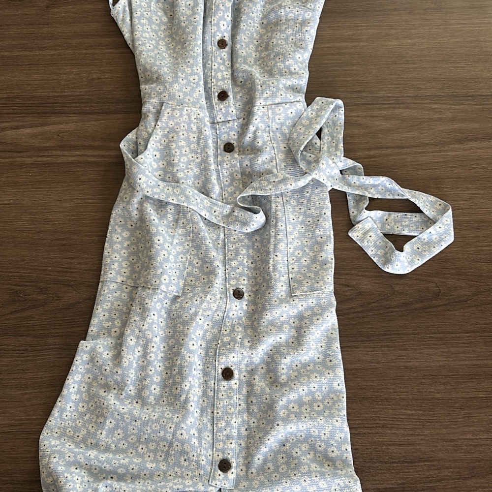 Monteau Blue Floral Button-Down Dress